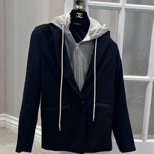 Central Park West Black Blazer with Gray Hoodie